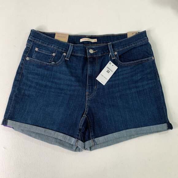 Levi's Women's Shorts 33 Mid Length Denim Distressed Cuffed Shorts 33W 16 - Picture 1 of 9